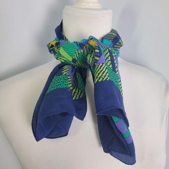 Geometric Printed Silk Scarf (34" x 34") - Picture 1 of 7